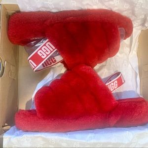Red UGG Fluff Yeah Slide Sz 10